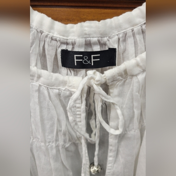 F&F 3/4 Sleeve White 100% Cotton Large Top - Picture 2 of 7